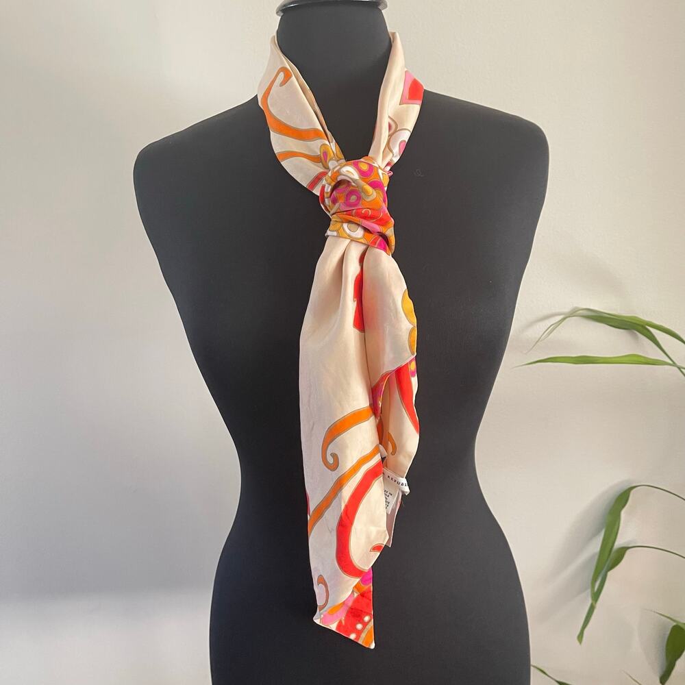 Vintage Banana Republic Silk Scarf Womens Rectangle Retro Headband Wrap Silk